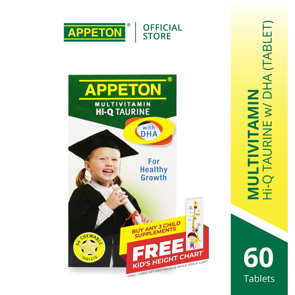 APPETON Multivitamin Hi-Q Taurine with DHA Chewable Tablet for Intellectual Development and Healthy Eye (60's)