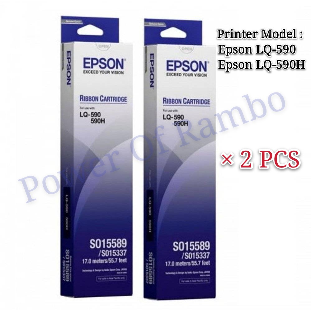 Epson LQ-590 / 2 pcs LQ 590 Ink Ribbon / LQ590 Ribbon Cartridge S015589 ...