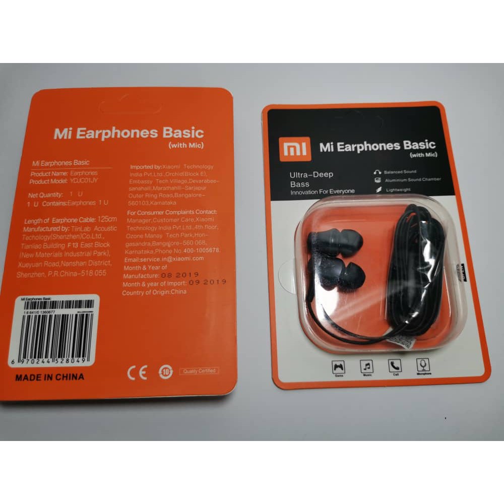 mi earphones basic with mic ultra deep bass