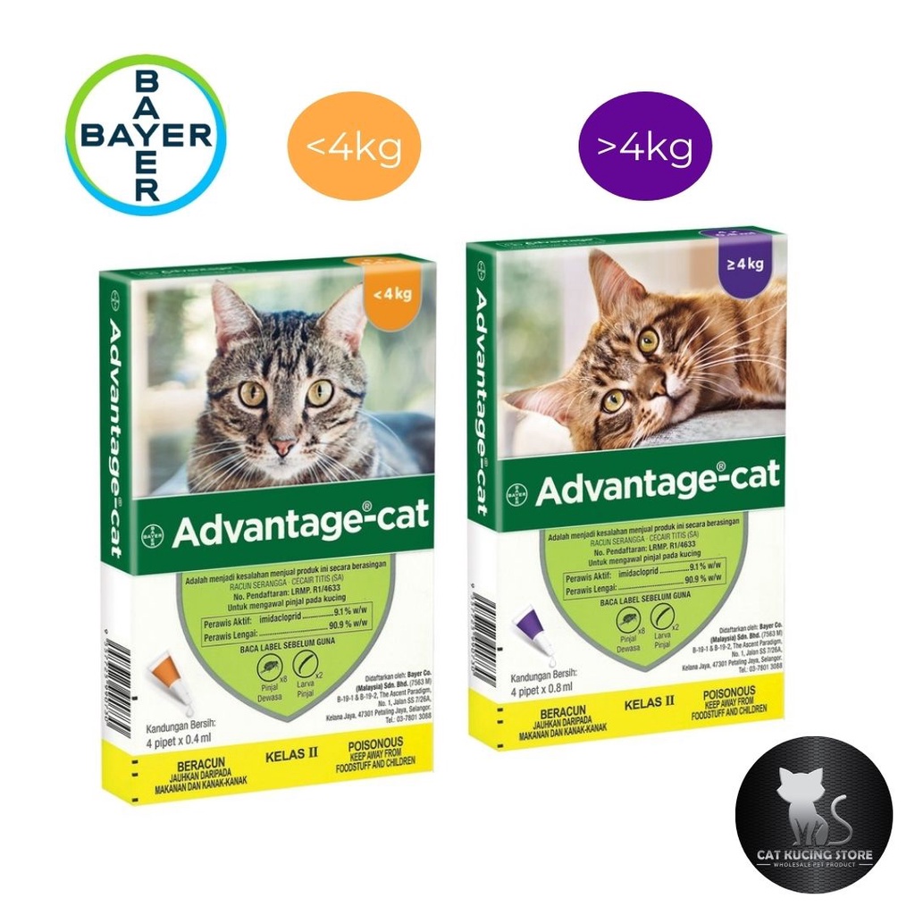 Bayer Advantage Cat Spot On  Flea Treatment / Ubat Kutu Kucing (S/M