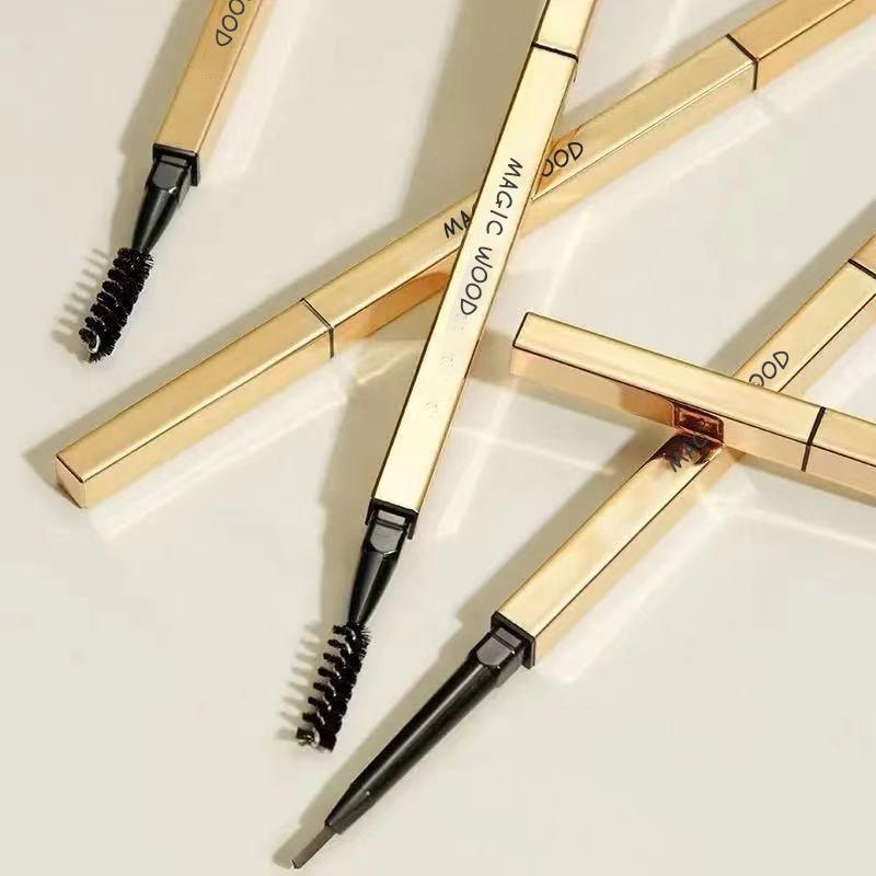 Reliable Purpose Small gold bar eyebrow pencil Double-headed triangle ultra-fine waterproof sweat-proof natural Multi...