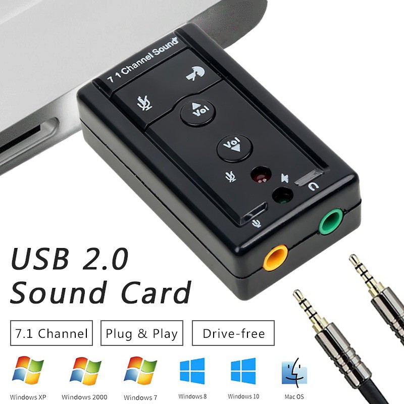 7.1 Channel External USB Sound Card With Jack 3.5mm Headphone