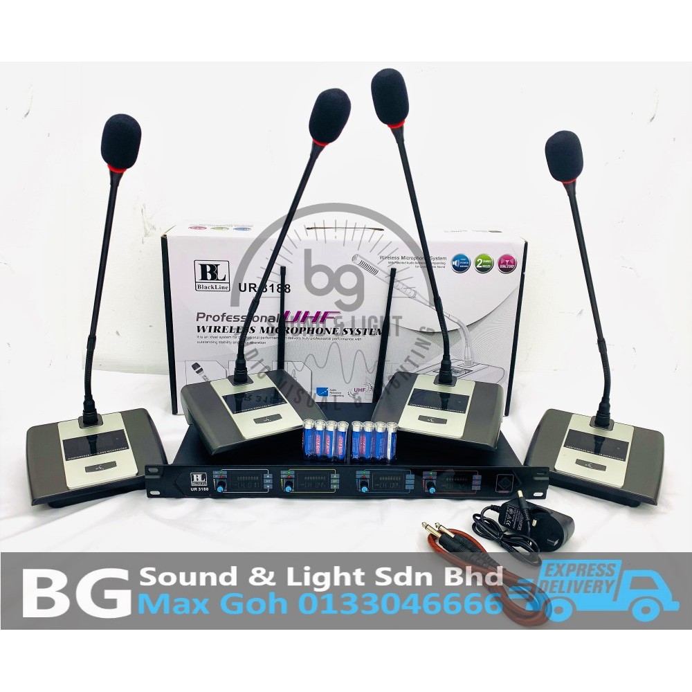 Blackline Ur3188 Four Wireless Desk Microphone System Set 4
