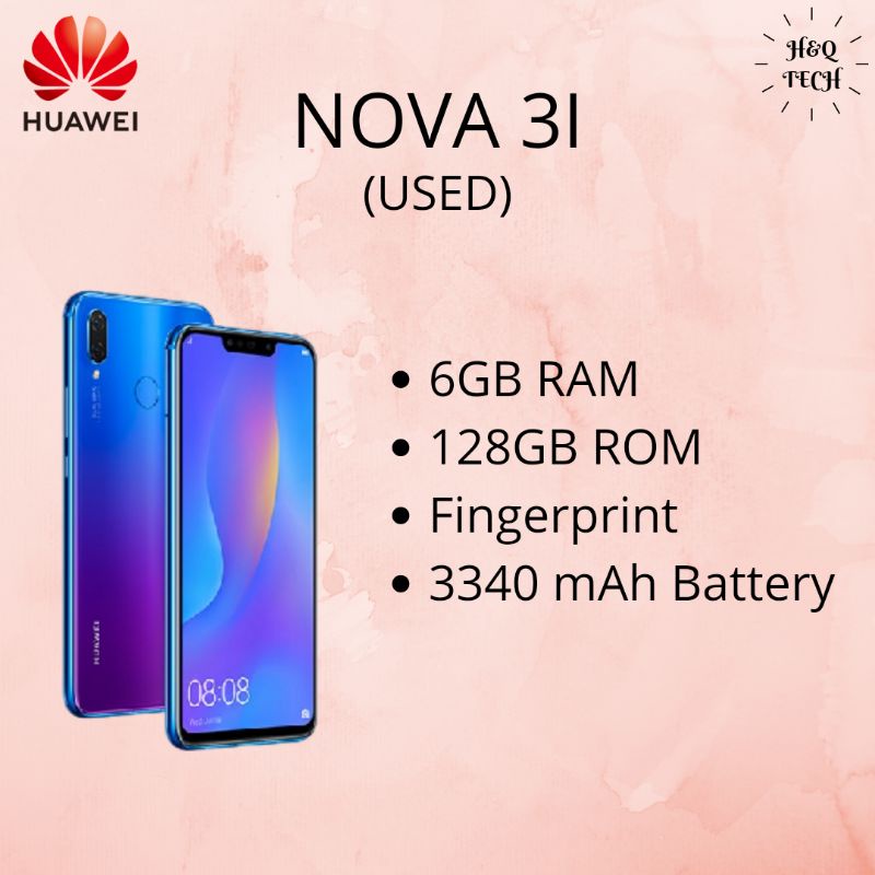 HUAWEI NOVA 3I ORIGINAL 6GB RAM+128GB ROM 6.3 INCH FULLSET 4G LTE 3340MAH BATTERY ORIGINAL SMARTPHONES (USE)