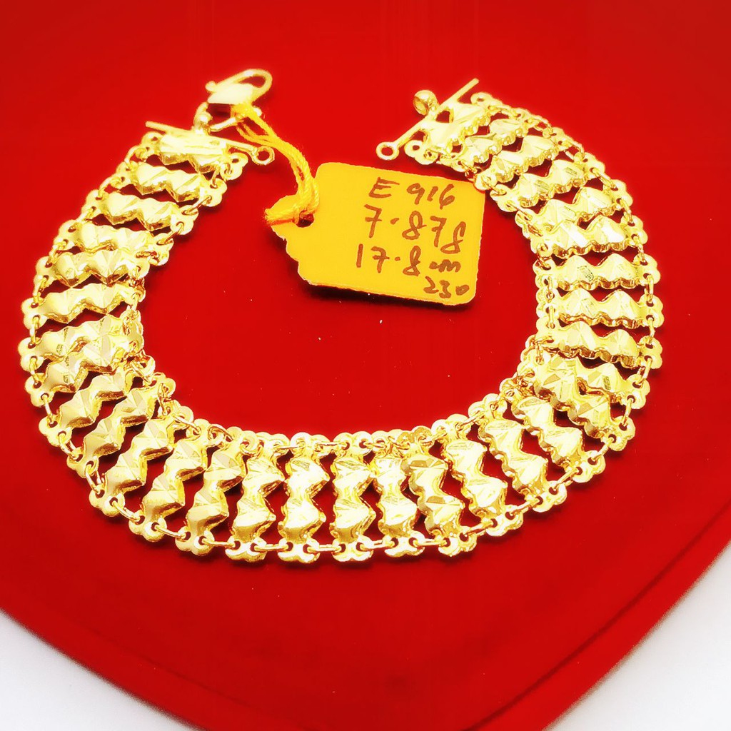 Laela Rantai Tangan Vitara 2row Stamping Emas Tulen 916 Gold Shopee Malaysia