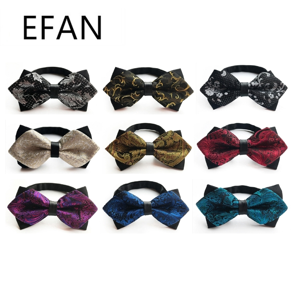 Men's Bows Ties Gold Red Paisley Bowtie Business Wedding Groom Party Accessories