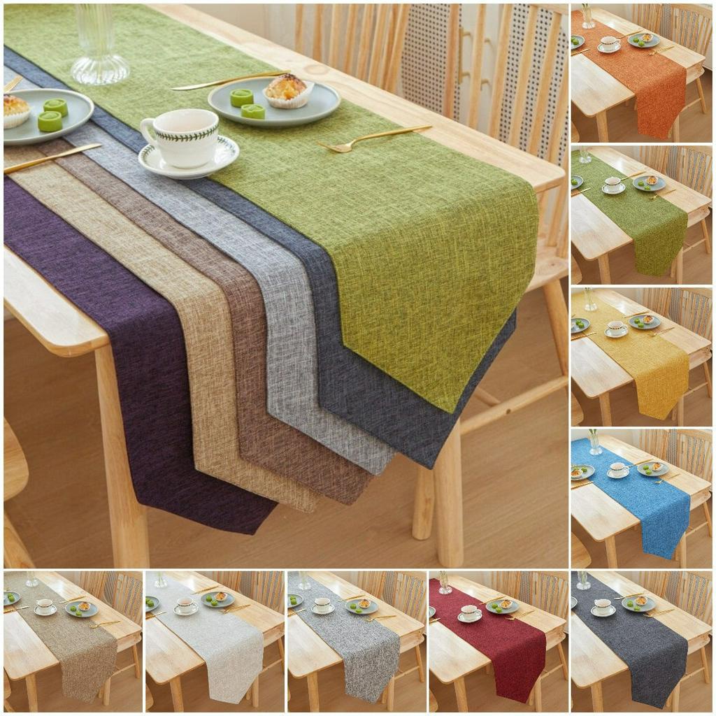 Solid Color Linen Table Runner Simple Modern Home Light Luxury Coffee Table Multi-color Table Flag Western Restaurant Decoration Office Conference Table Runner 4 6 8 Seats