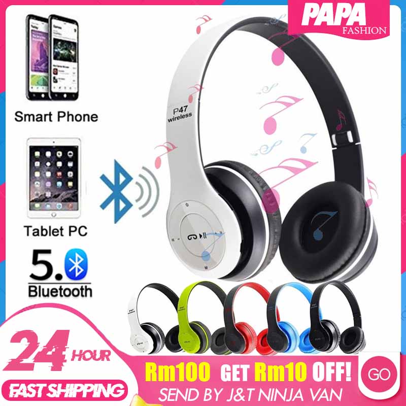 P47 Wireless Bluetooth Headphones Headset P47 Fon Kepala Bluetooth Gaming headphone Wireless Headset Over Ear Headphone