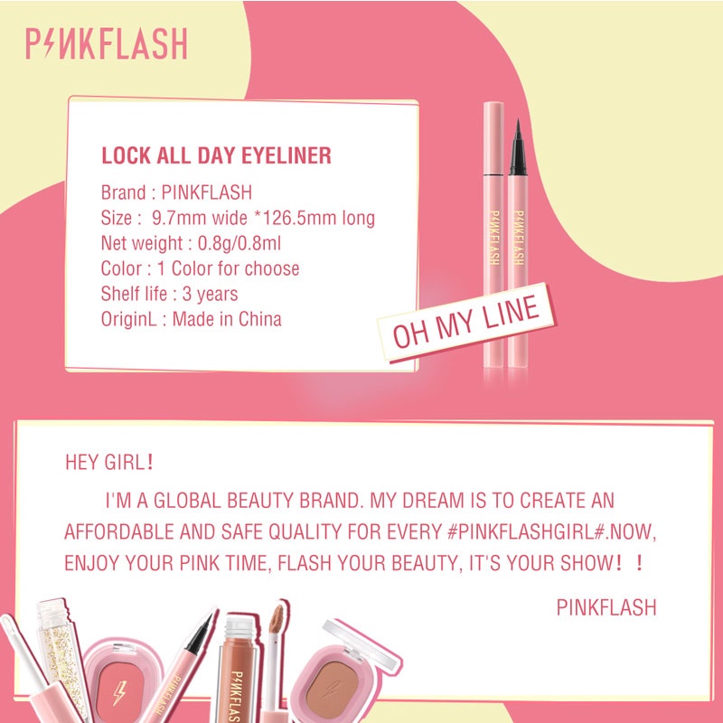 【Ready Stock 3 Days Delivery】Pinkflash OhMyLine Raya Black Eyeliner Evenly Pigmented Long Lasting Waterproof Eye Make Up #9