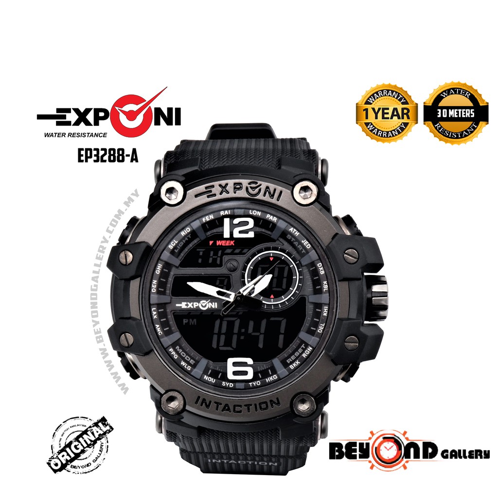 Original Exponi Ep3288 Men Sport Digital Watch Duo Time 30m Waterproof Shockproof Led Light Wrist With Free Delivery