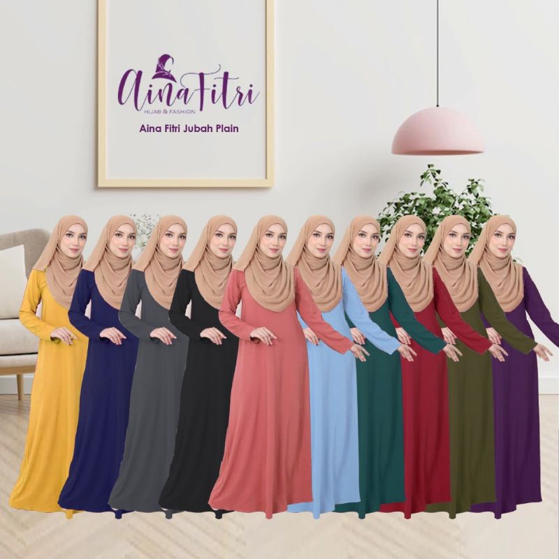 Jubah Muslimah By Aina Fitri Collection New Arrivals.Jubah Muslimah Umrah Murah Hitam Wanita Perempuan Plain Ironless .