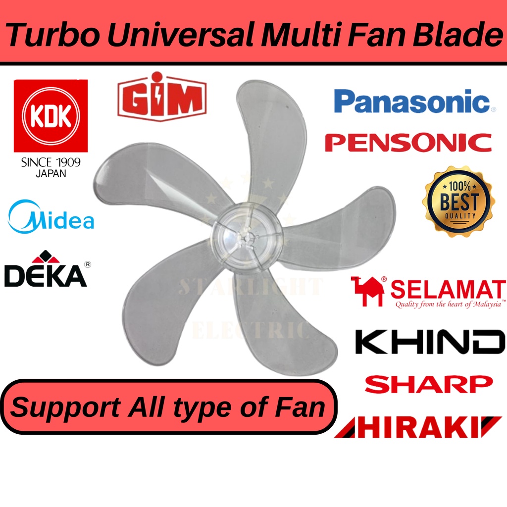 Turbo Multi Universal Fan Blade [5 Blade] 16''/16INCHES (Support All Type of Fan) Daun Kipas [Stand Fan/Table Fan] 风扇叶