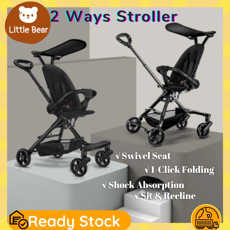 ?In Stock?4 Wheels Foldable Magic Stroller Two Way Baby Stroller Easy Foldable Ultralight Weight