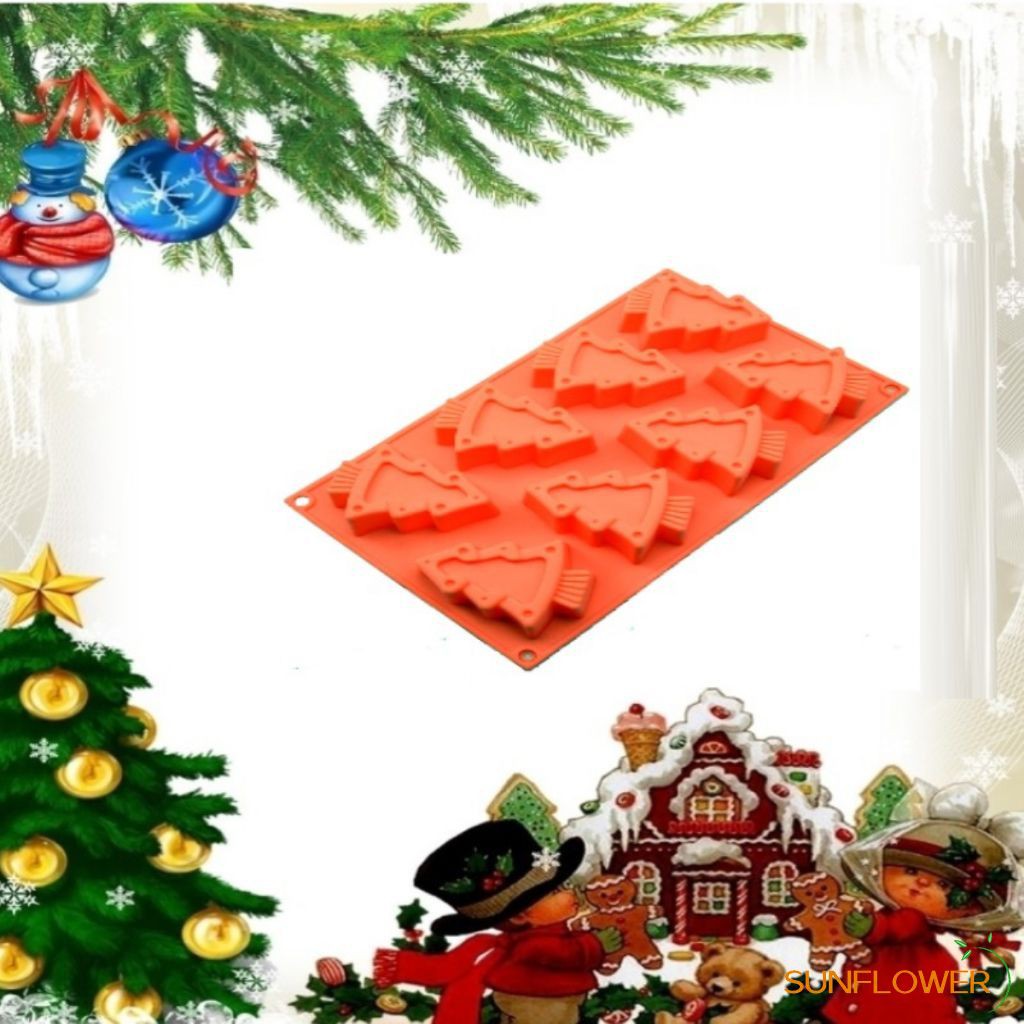 Ready Silicone Christmas Tree Chocolate Cake Soap Jelly Ice Tray Wax Mold Baking Mold Eight Tree Mold Shopee Malaysia