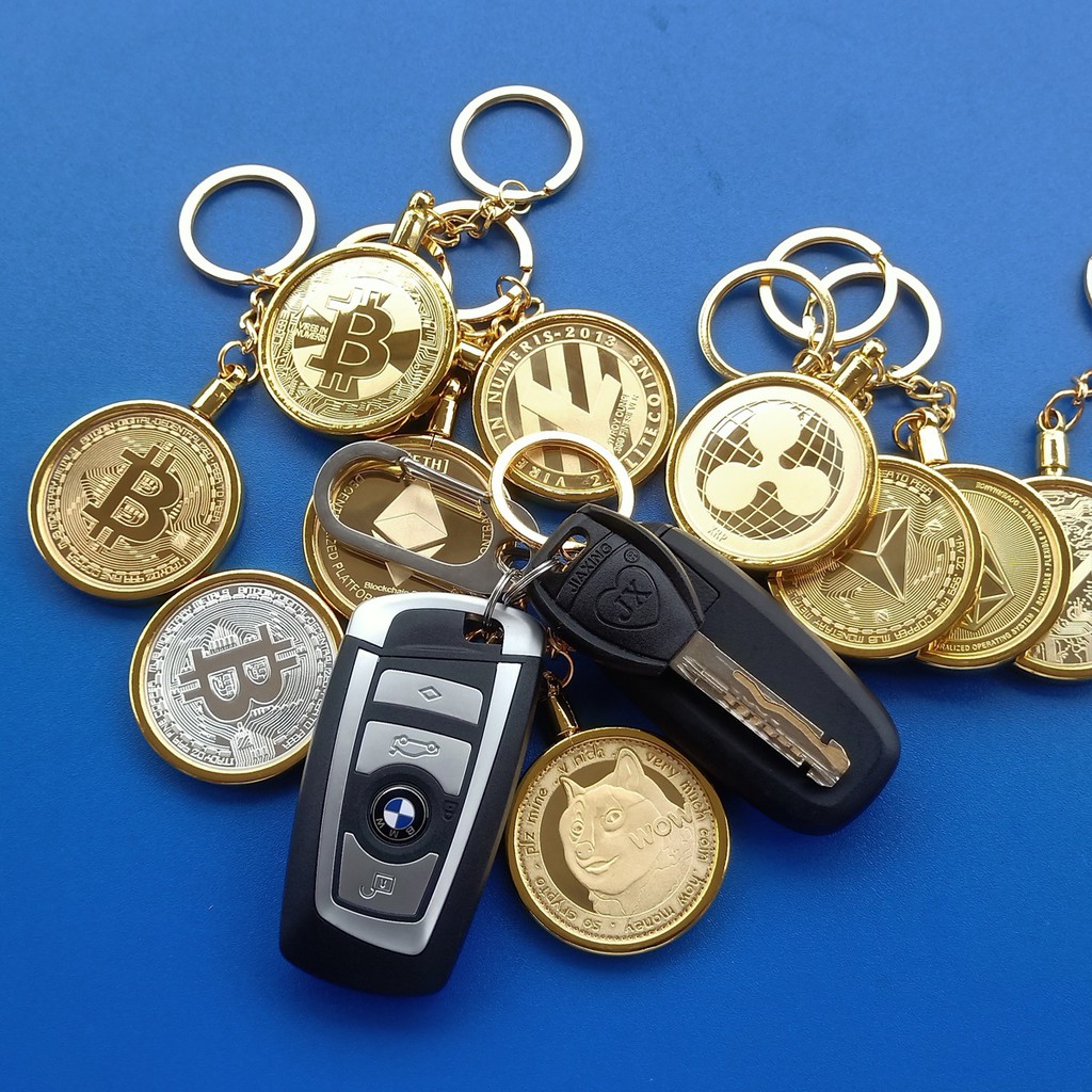 [READY STOCK] Crypto Bitcoin BTC ETH Doge Coin Key chain for Souvenirs, Collectible