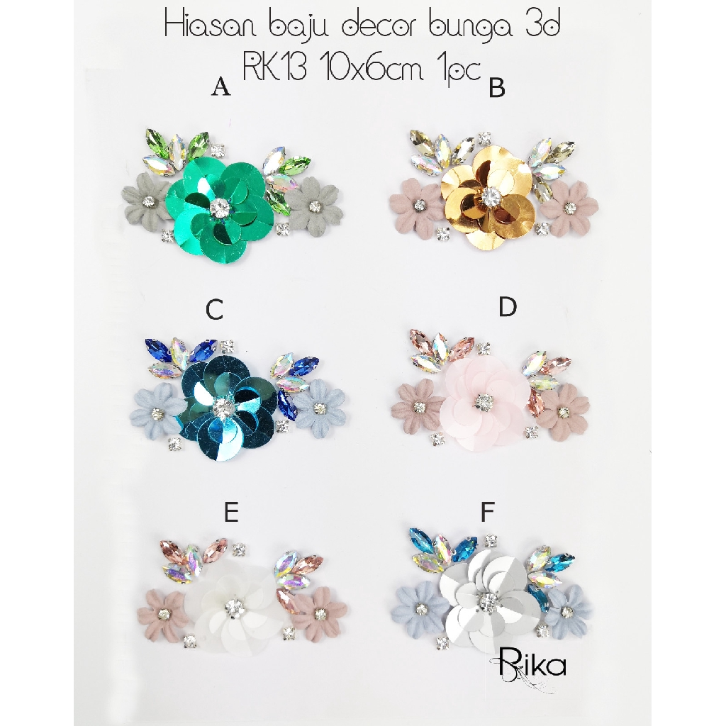  Hiasan  baju  decor bunga  3d RK13 10x6cm 1pc Shopee Malaysia