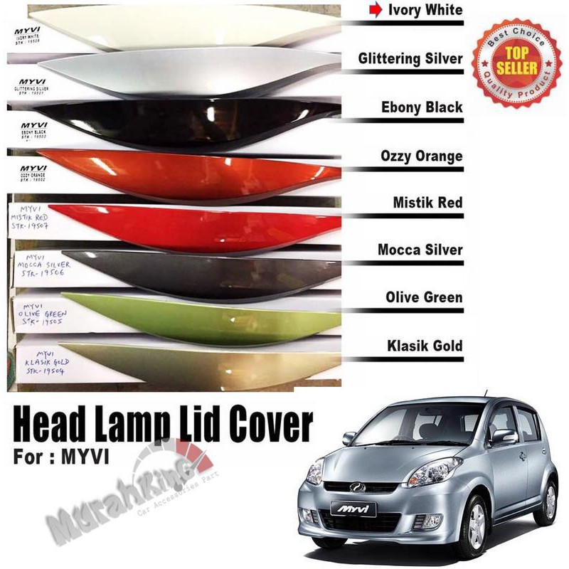 Perodua Myvi Old Custom Fit Abs Car Headlamp Eyelid Ivory White Shopee Malaysia