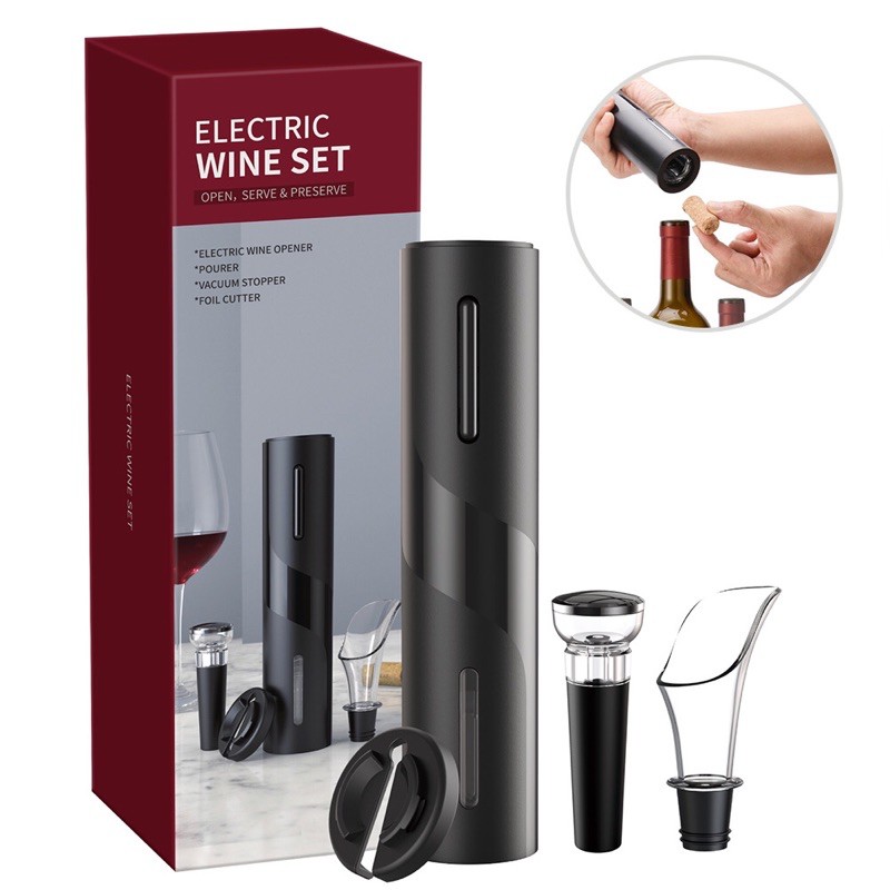 🇲🇾Local Seller🇲🇾4 in 1 Wine Opener Set Electric Wine Opener Gift Set USB Charging Wine Opener for Home Restaurant Party