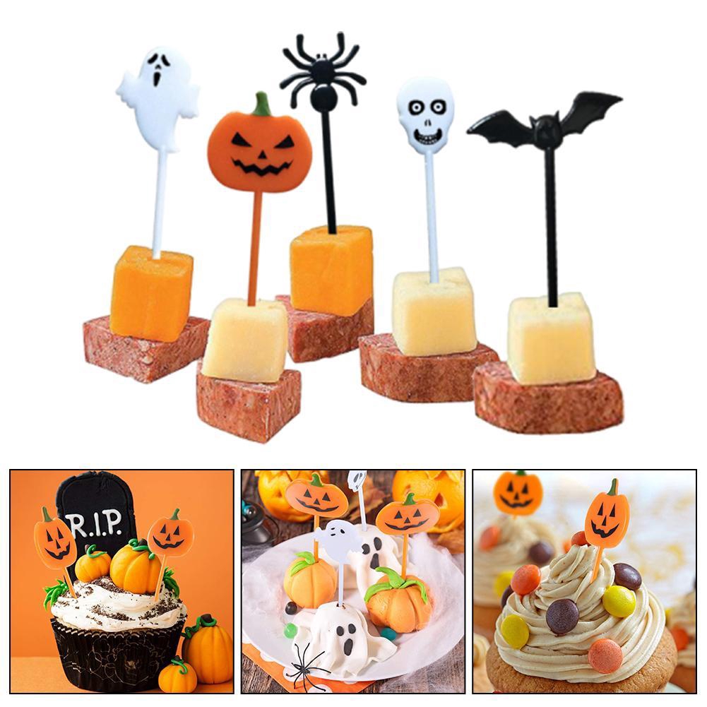 10Pcs Pumpkin Cupcake Toppers Food Picks Cake Decor For Kids Halloween Party 