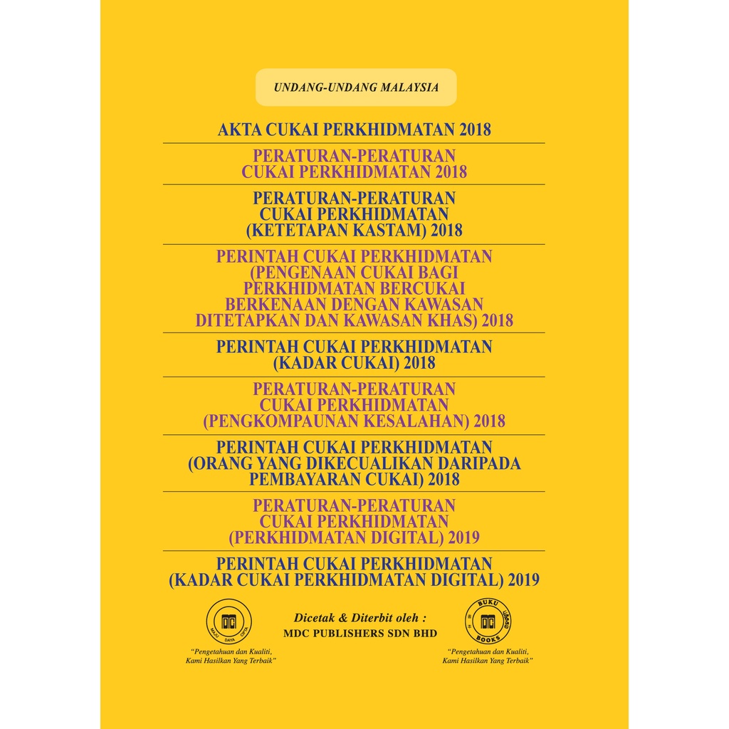 (807) Akta Cukai Perkhidmatan 2018 dan Peraturan-Peraturan