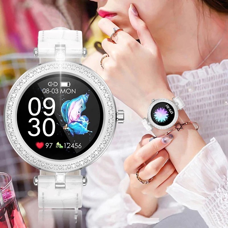 Diamond Bracelet Smart Watch Women Ladies Smartwatch Waterproof Heart Rate Monitor Fitness Watch