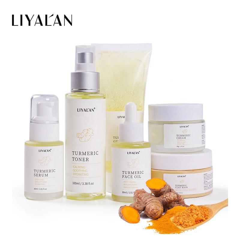 LIYAL'AN Facial Anti Acne Serum Oil Skincare Cream Organic Vegan Face Care Whitening Turmeric Skin Care Set