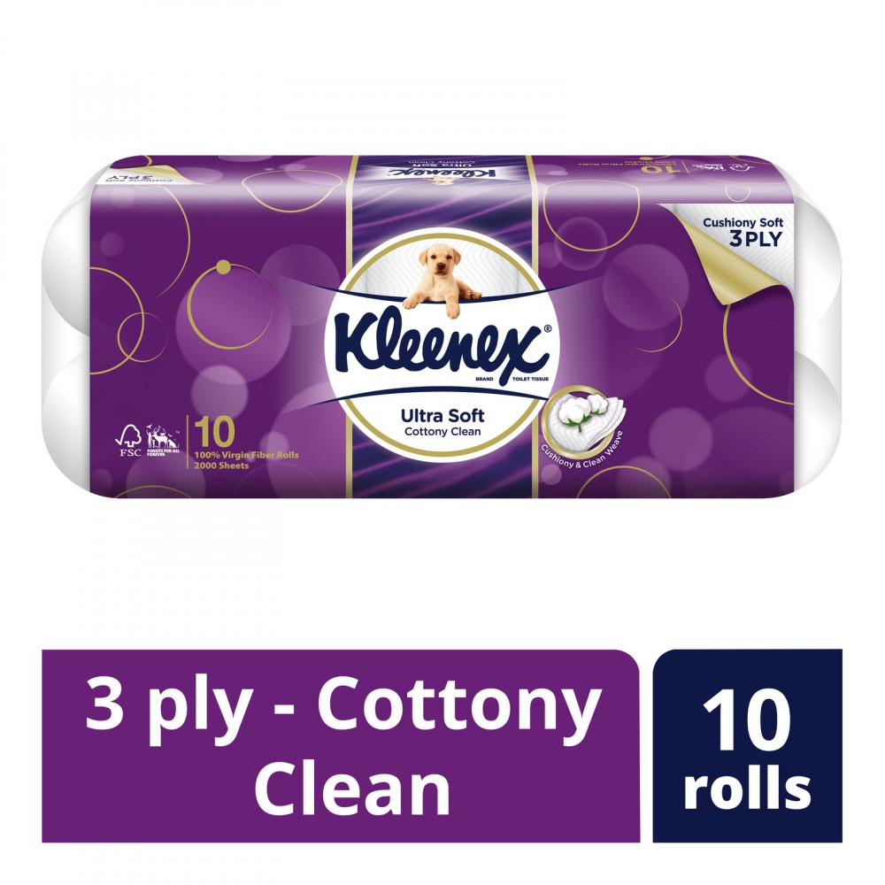 Kleenex Ultra Soft Cottony Clean Toilet Tissue 10 rolls Shopee Malaysia