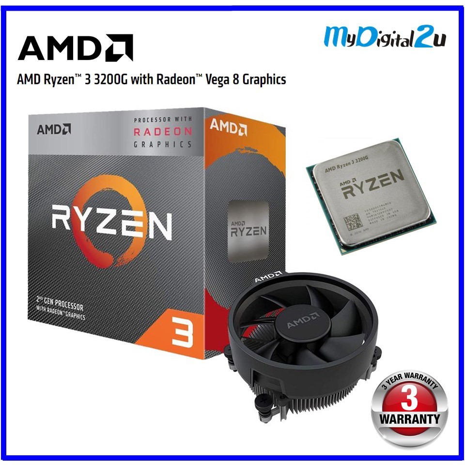 AMD Ryzen 3 3200G VEGA Graphics AM4 CPU w/ Wraith Stealth Cooler