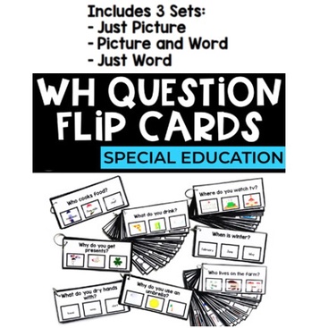 373- WH Question Flip Cards Printable Special Education Preschool Speech Therapy Activities PDF