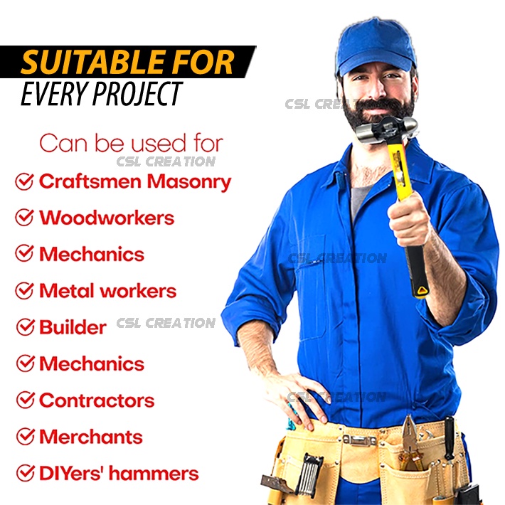 UOFFC Ball Pein Hammer Drop Fiberglass Handle Ball Pein Hammer