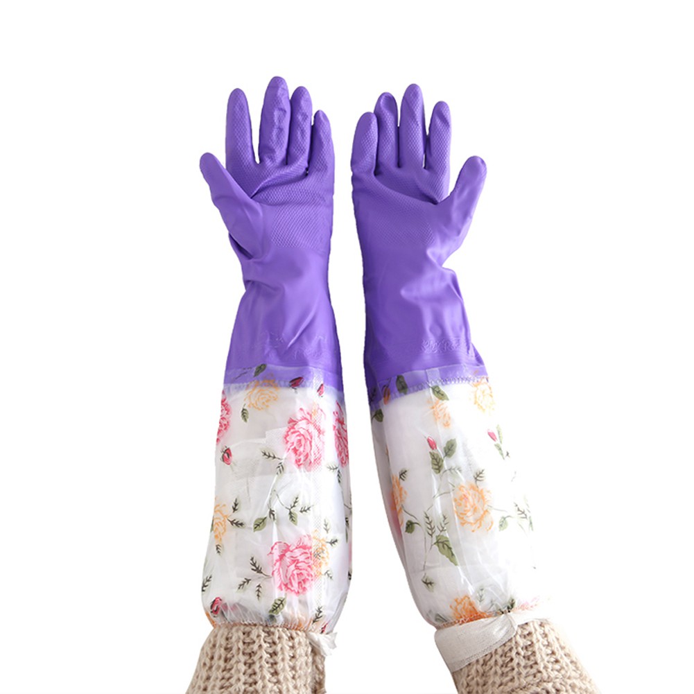 purple dishwashing gloves