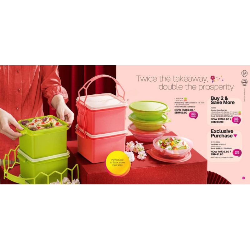 Tupperware Double Deep Duo Set 1.7L