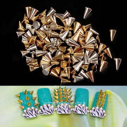 100pcs Punk Nail Art Alloy 3d Rivet Studs Spikes Cone Shaped Diy