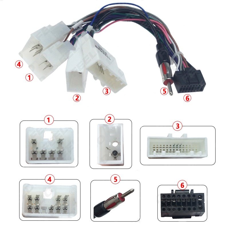 16 Pin Connector Radio Wiring Harness Car Audio Head Unit Cable Adapter