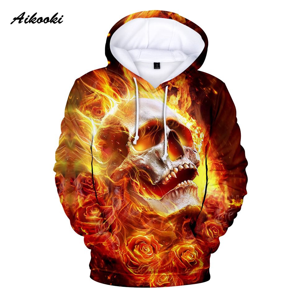 blue flame skull hoodie