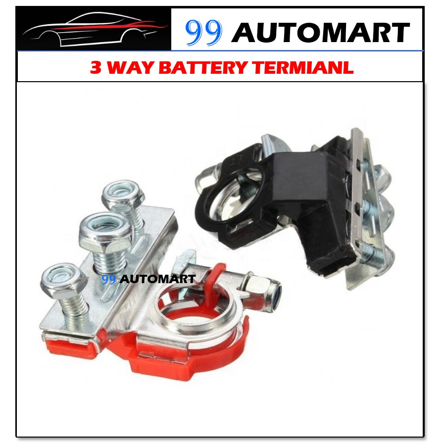 12V 3Way Pure Cooper Positive Negative Battery Terminals Connectors