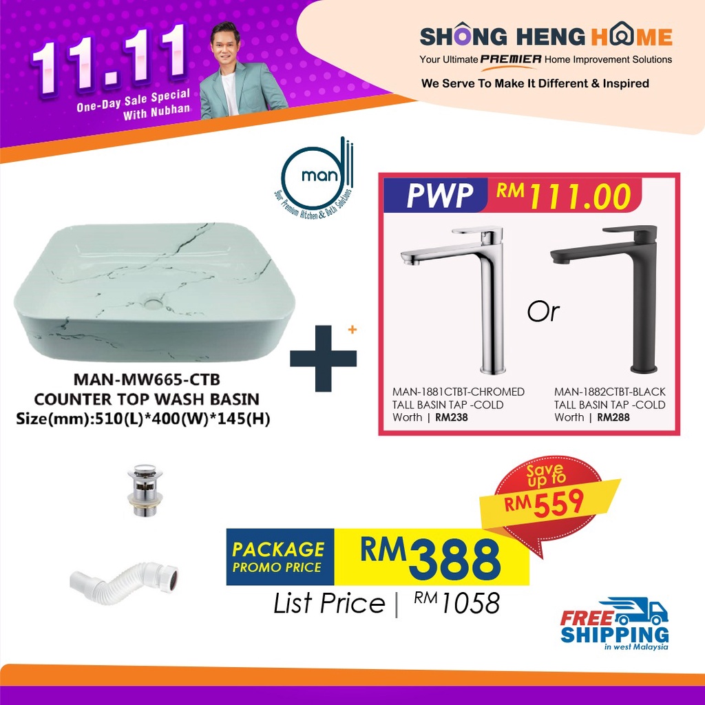 [ 11.11 SALE ONLY ] COUNTER TOP WASH BASIN [ FREE SHIPPING ]