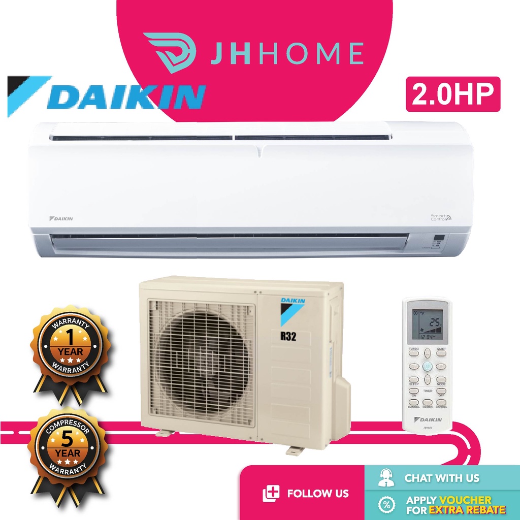 Daikin Non Inverter Air Conditioner FTVP Series R32 (2.0HP) FTV50PB/RV50PB Shopee Malaysia
