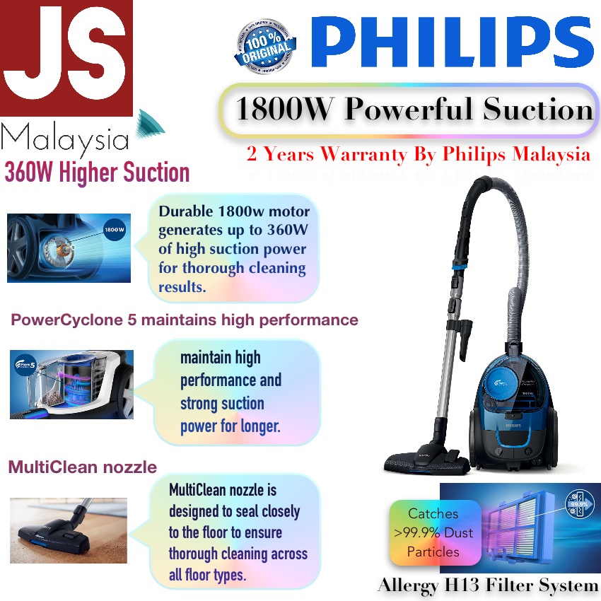 Philips vacuum cleaner 1800w 360w power cyclone 5 fc9350/61 | BeeCost
