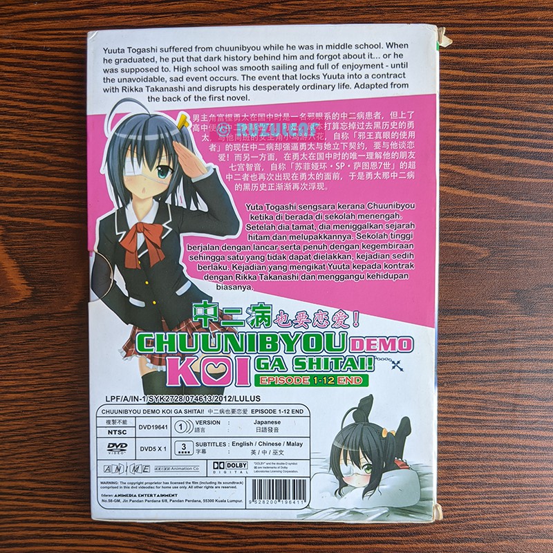 Chuunibyou demo Koi ga Shitai! (EP 1-12 END) - preloved/used 