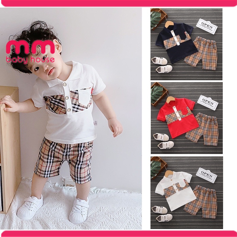 Baju Budak Lelaki Burberry Baby Sets Boy Kids Fashion Korean Quality Collar  Pants Handsome Cute | Shopee Malaysia