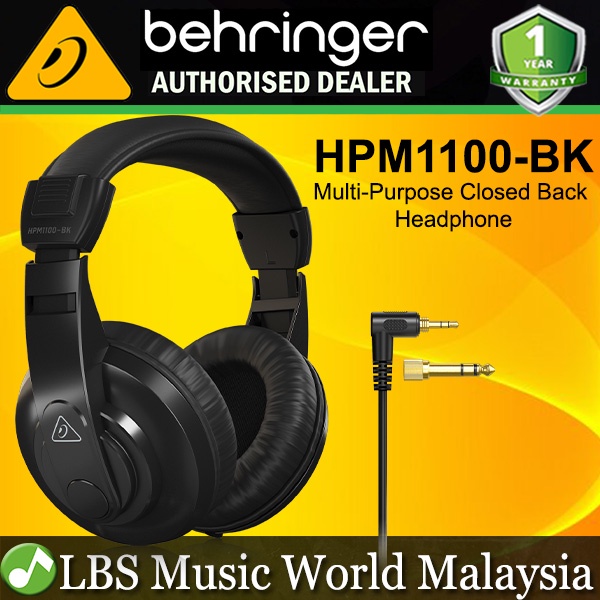 Behringer HPM1100BK Closed Back Multi Purpose Stereo Monitoring Headphones Black (HPM1100BK