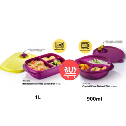 Tupperware: Reheatable Divided Lunch Box / CrystalWave Divided Dish