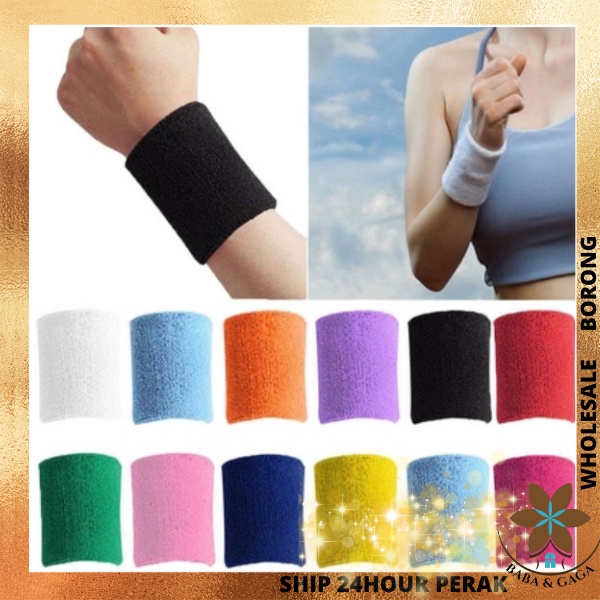 2pcs Sport Wristband Unisex Hand Wrist Cotton Sweat Towel Gelang Tangan Badminton Gym Football Grab Rider 运动手腕巾吸汗毛巾