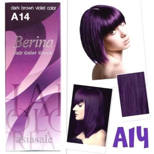 Berina A14 Dark Brown Violet Color Permanent Hair Dye Cream