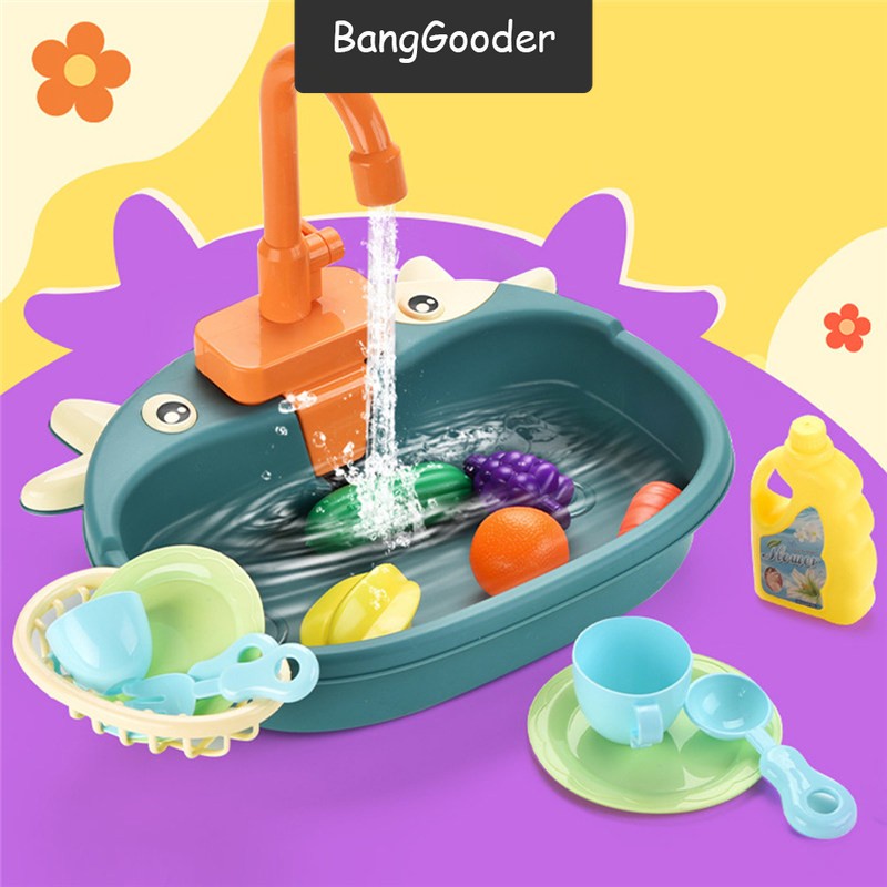 BGD Kids Kitchen Simulation Toys Electric Dishwasher Mini Kitchen Ware Children Educational Toys