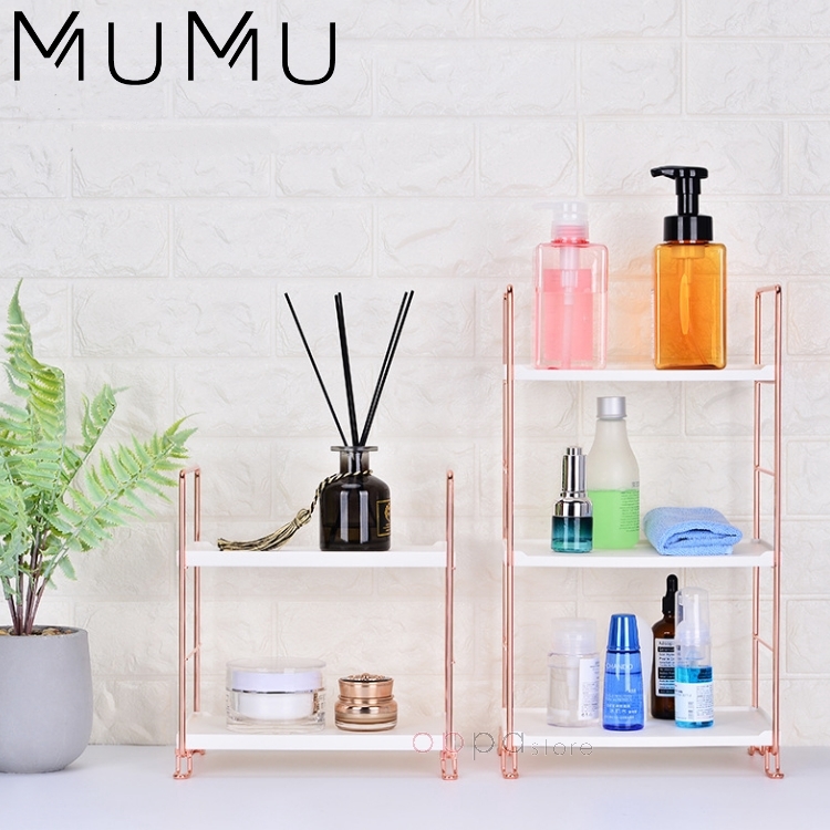 Mumu Style Rose Gold 2 3 Tier Bathroom Skin Care Storage Vanity Cosmetics Makeup Organizer Rack Shopee Malaysia