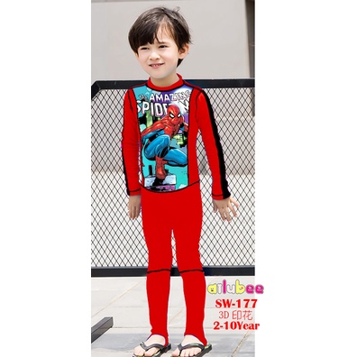 Long Sleeves Kids Swimwear Swim Suit Baju Renang-SW177 SPIDERMAN