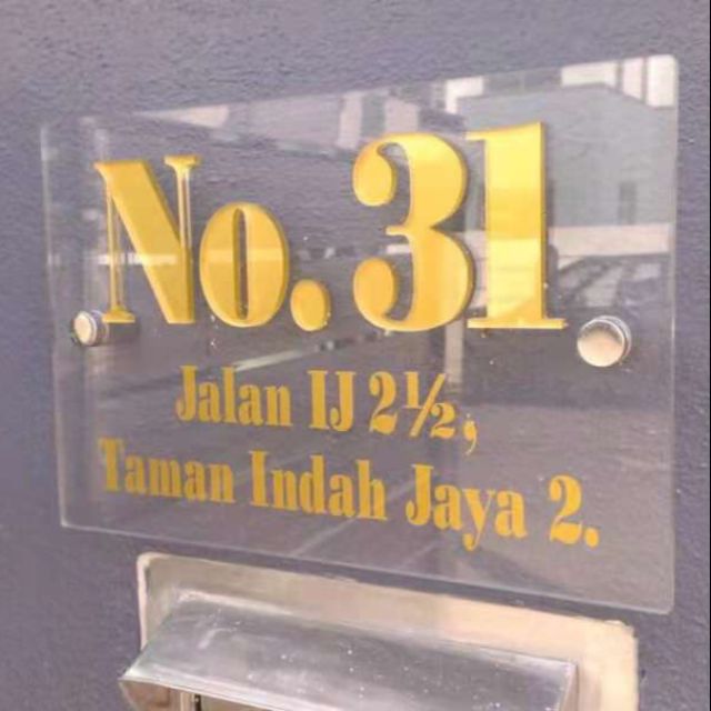 Papan tanda alamat rumah (Acrylic material with special screw) | Shopee