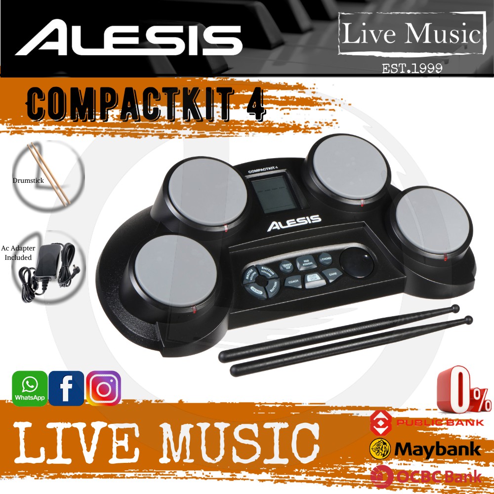 Alesis Compactkit 4 Portable Tabletop Electronic Drum Kit with